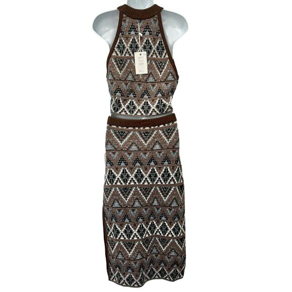 Mother Brown Midnight Walk Lone Star Halter Crop Top Sweater Skirt Set S NEW Tag - Picture 9 of 16